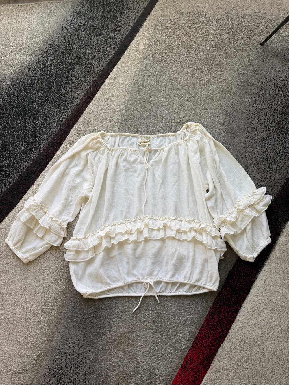 Ralph Lauren Denim & Supply Boho Ruffled Off White Top